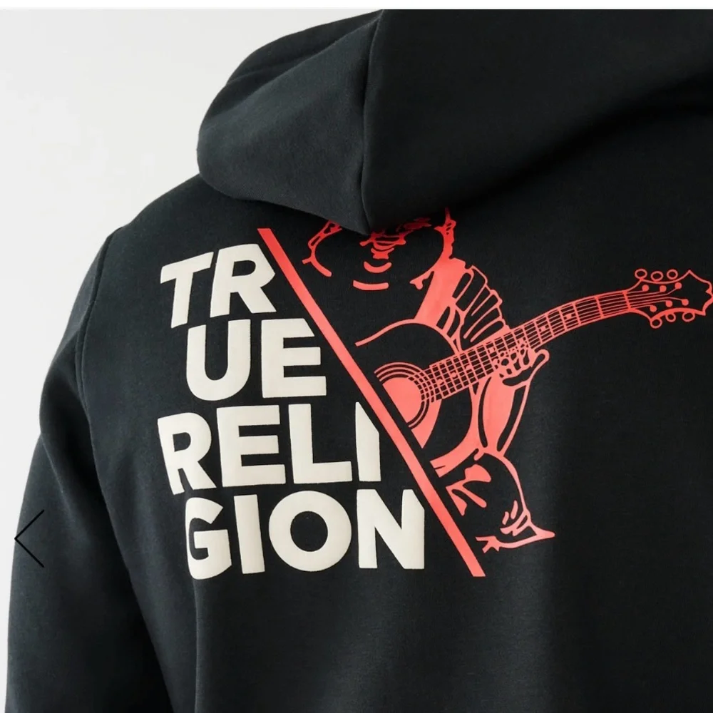 True Religion Buddha Graphic Zip Hoodie Y2K Streetwear Black Red NWT Small